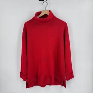 Vintage Express Tricot Red Turtleneck Sweater Large Hong Kong 90s Oversized Cozy